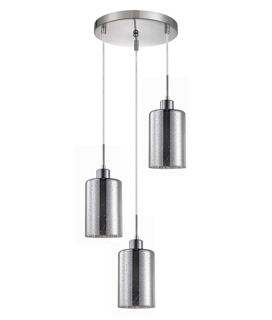 CLA ESPEJO3: Interior Iron & Chrome Oblong Glass with Dotted Effect Pendant Lights