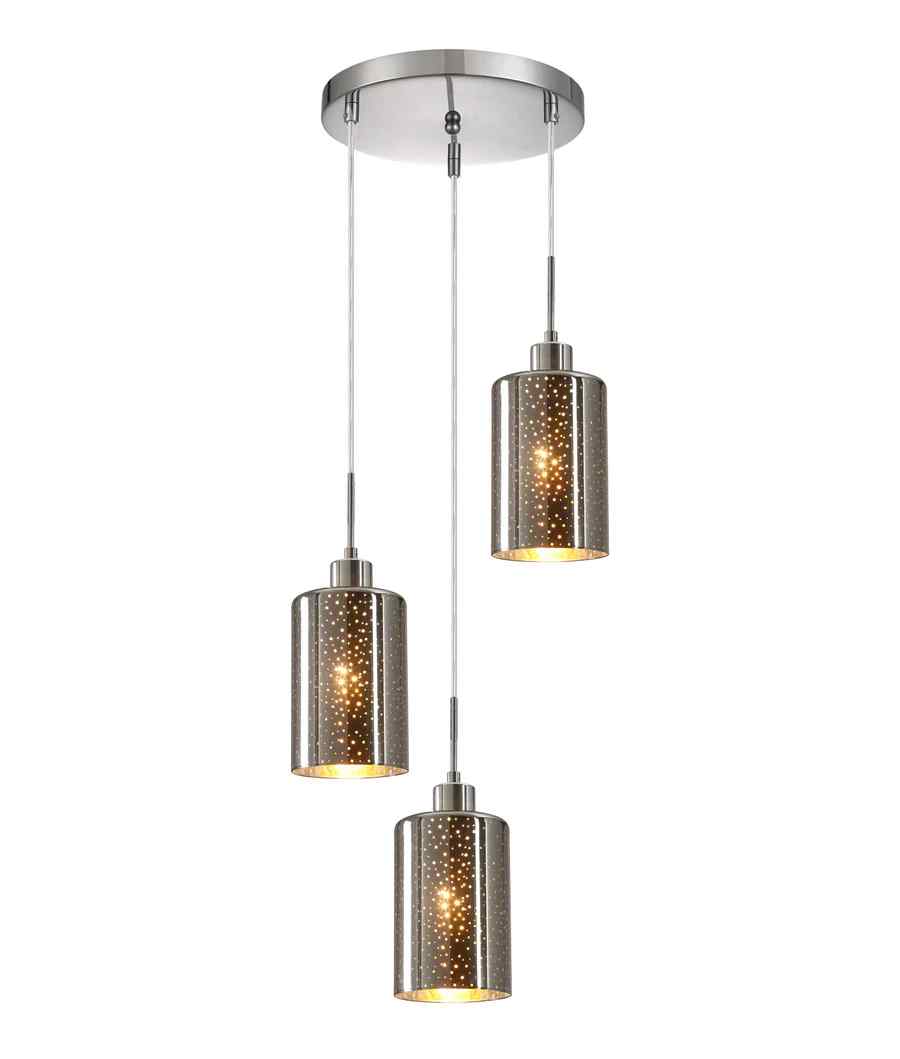 CLA ESPEJO3: Interior Iron & Chrome Oblong Glass with Dotted Effect Pendant Lights