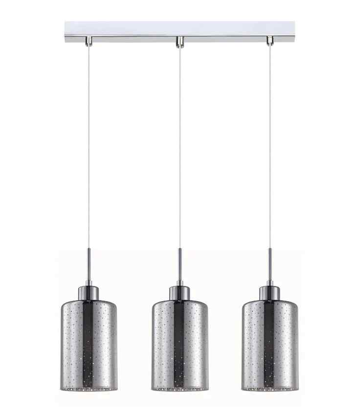 CLA ESPEJO3: Interior Iron & Chrome Oblong Glass with Dotted Effect Pendant Lights