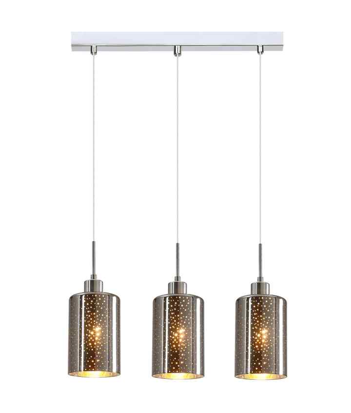 CLA ESPEJO3: Interior Iron & Chrome Oblong Glass with Dotted Effect Pendant Lights