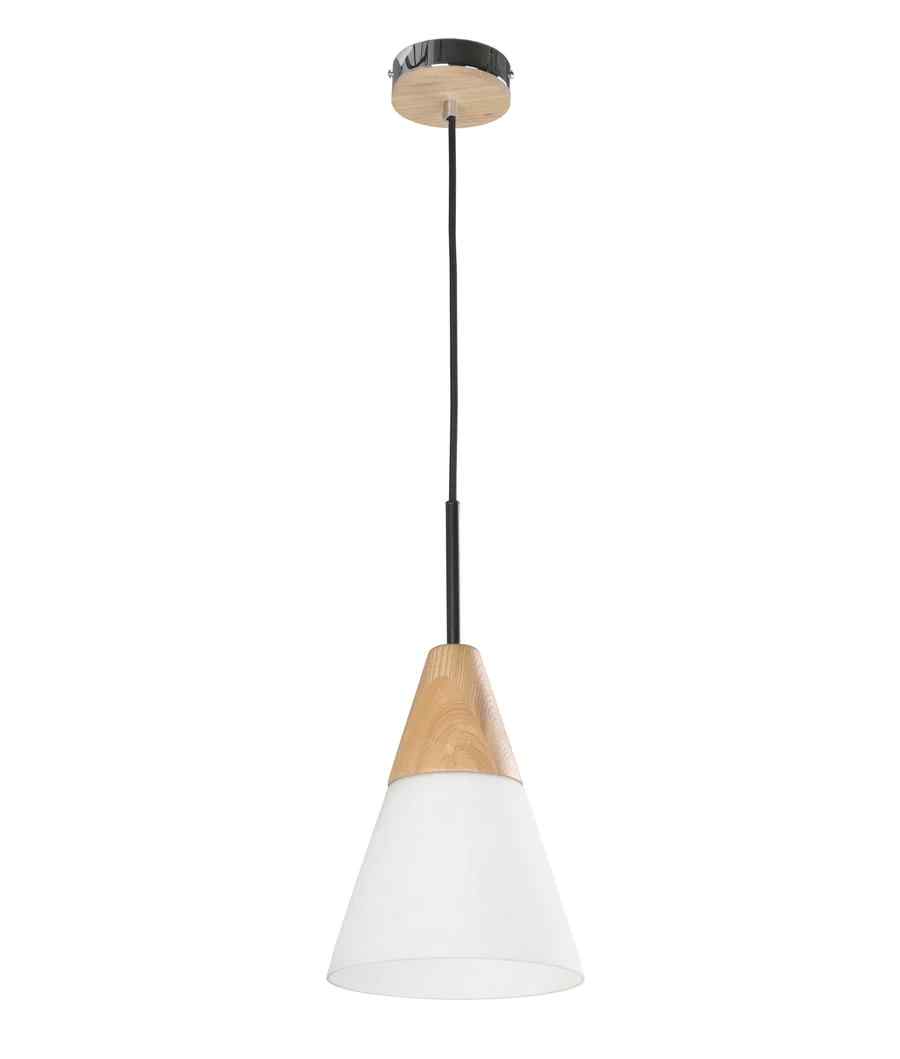 CLA FINN: Scandinavian Blonde Wood & Opal Glass Medium Cone Pendant Light