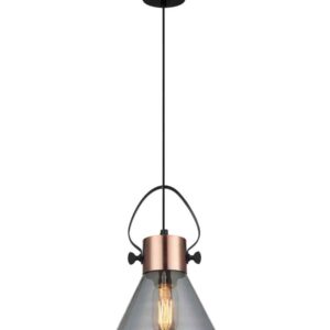 CLA FUMOSO: Retro Smokey Black Mirror Finish Glass Cone Shape Pendant Light