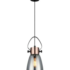CLA FUMOSO: Smokey Black Mirror Finish Glass Ellipse Shape Pendant Light