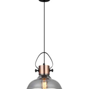 CLA FUMOSO: Retro Smokey Black Mirror Finish Glass Dome Shape Pendant Light