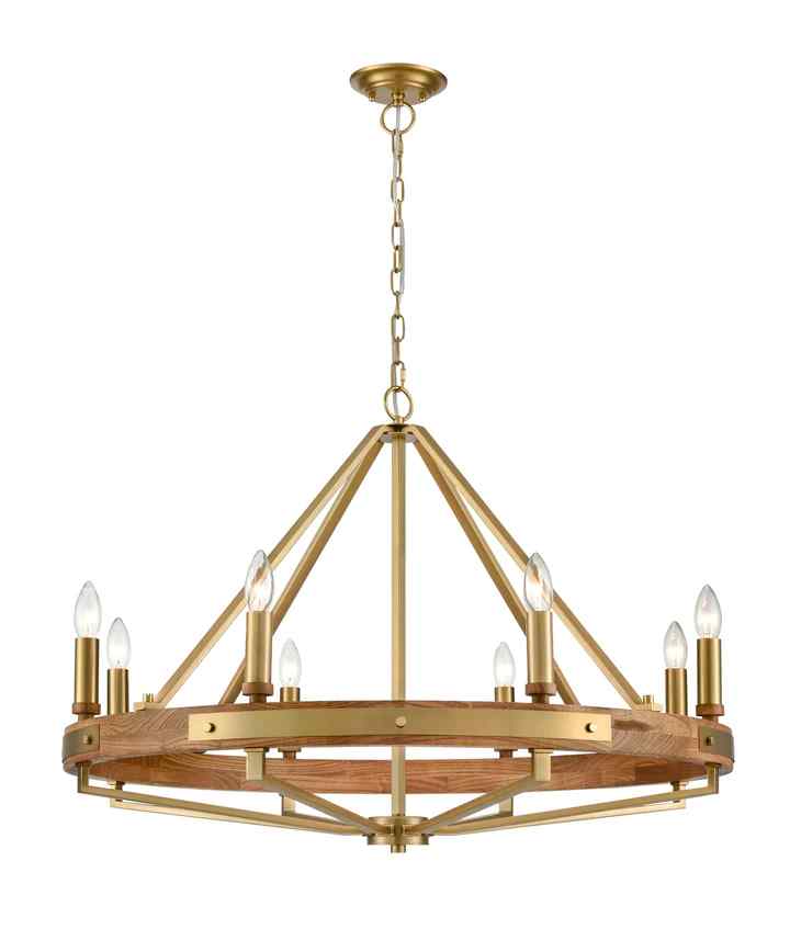CLA FUNALE: Interior Candelabra Natural Wood / Oak Wood 8-Light Pendant Lights - Image 4