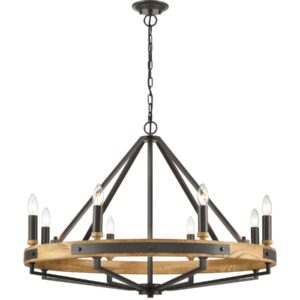 CLA FUNALE: Interior Candelabra Natural Wood / Oak Wood 8-Light Pendant Lights
