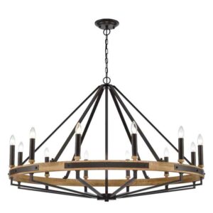 CLA FUNALE: Interior Candelabra Natural Wood / Oak Wood 12-Light Pendant Lights