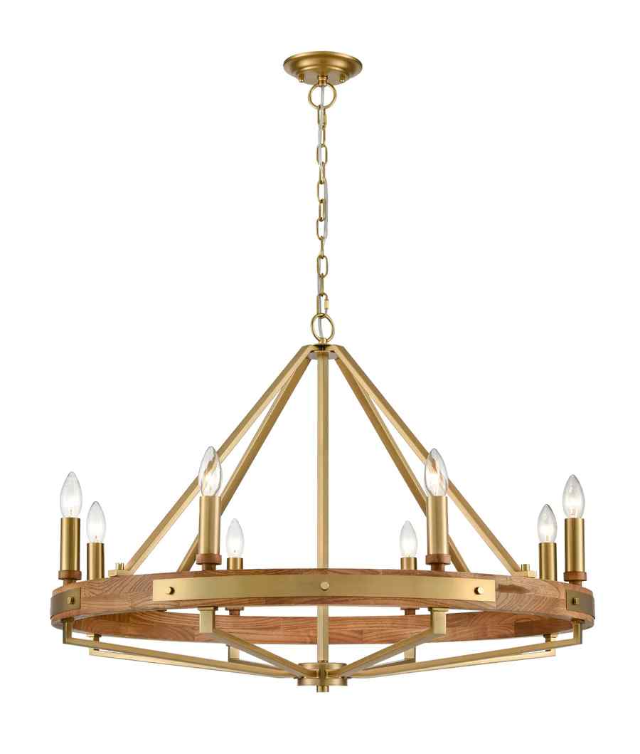 CLA FUNALE: Interior Candelabra Natural Wood / Oak Wood 8-Light Pendant Lights - Image 4