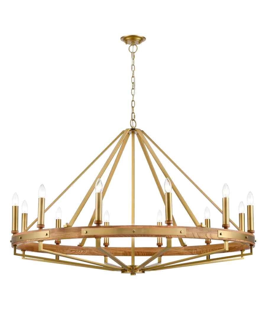 CLA FUNALE: Interior Candelabra Natural Wood / Oak Wood 12-Light Pendant Lights - Image 4