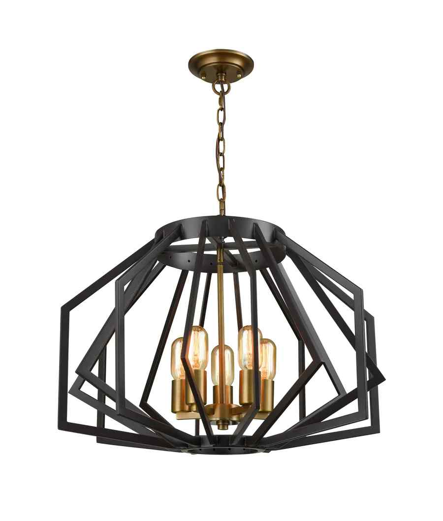 CLA GAMBA: Industrial Black Rustic Wide Angular Cage Pendant Light - Image 3