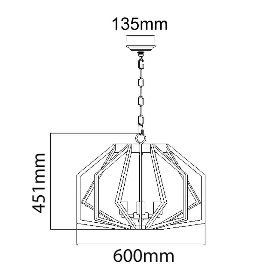 CLA GAMBA: Industrial Black Rustic Wide Angular Cage Pendant Light