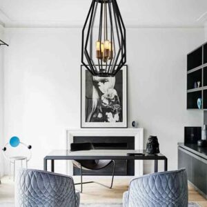 CLA 
GAMBA: Industrial Black Rustic Narrow Angular Cage Pendant Light