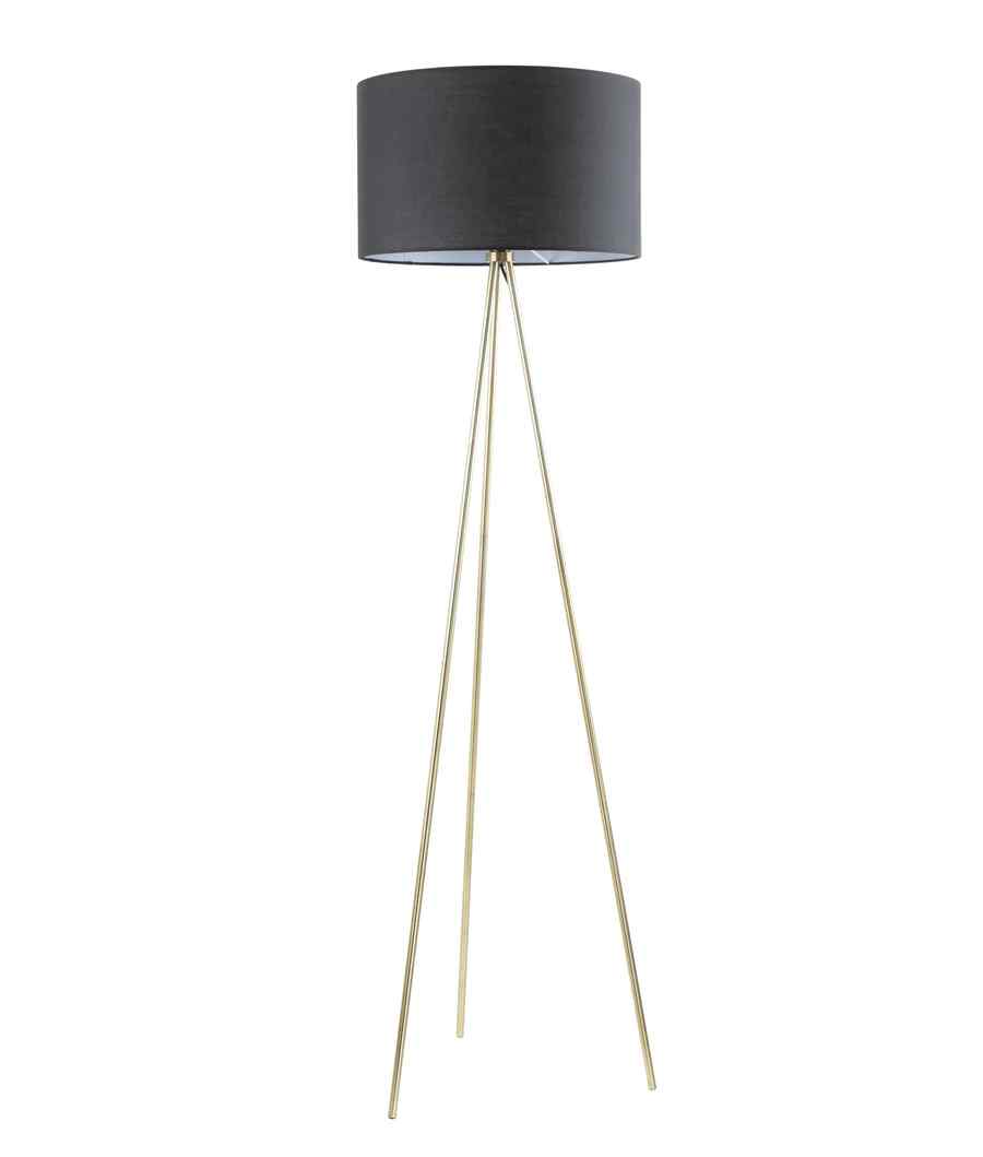 CLA JAMBES: Drum Shade with Antique Brass Tripod Floor Lamps - Image 2