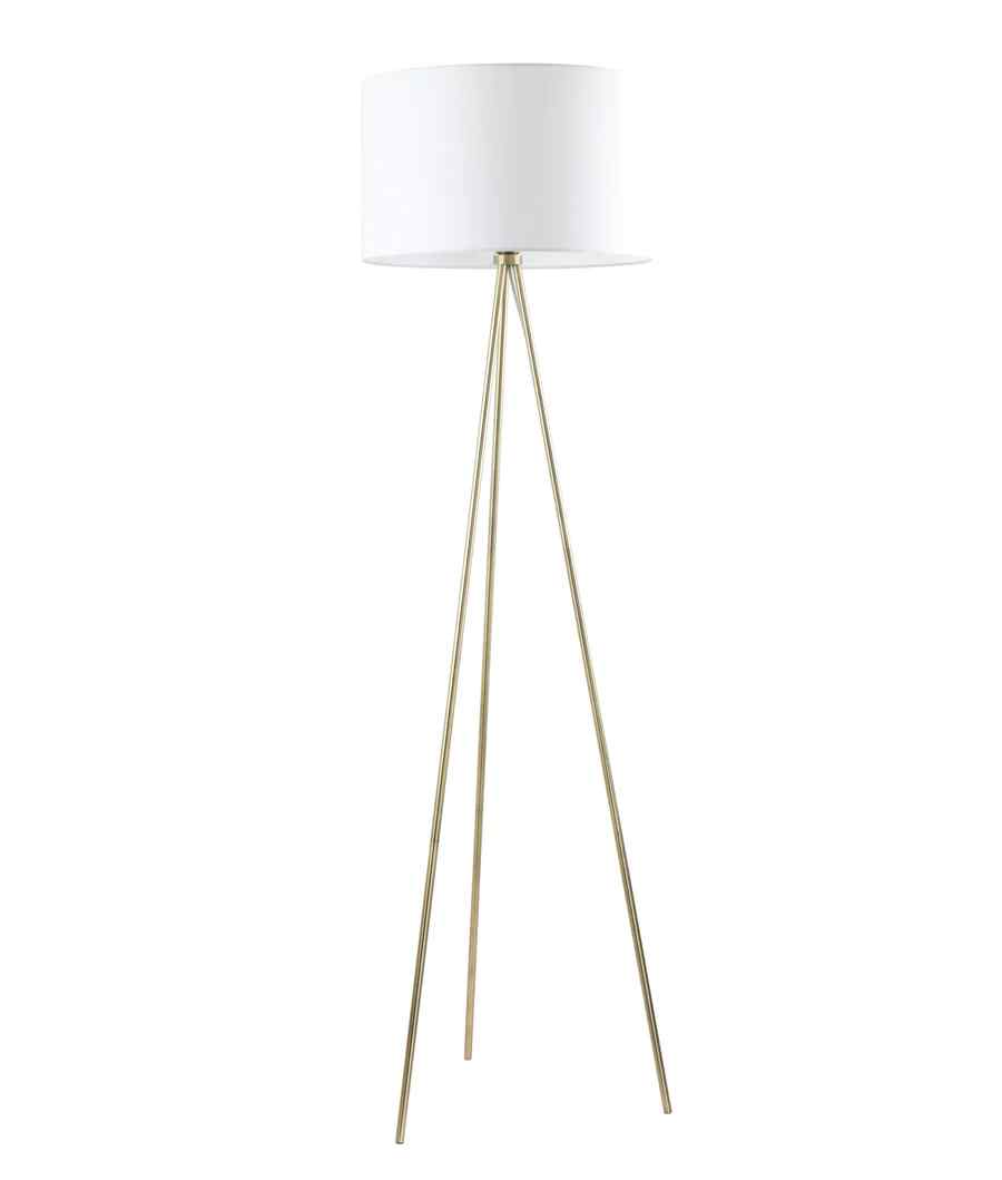CLA JAMBES: Drum Shade with Antique Brass Tripod Floor Lamps - Image 5