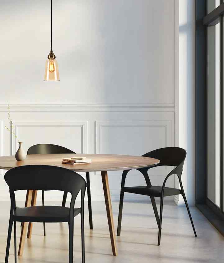 CLA JEREZ: Modern Bronze Amber / Smokey Black Ellipse Glass Flat Top Pendant Lights - Image 2