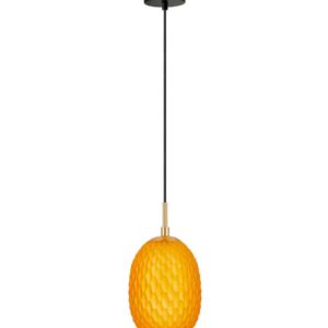 CLA KATHAL: Interior Ellipse Glass Segmented with Brass Highlight Enclosed Pendant Lights