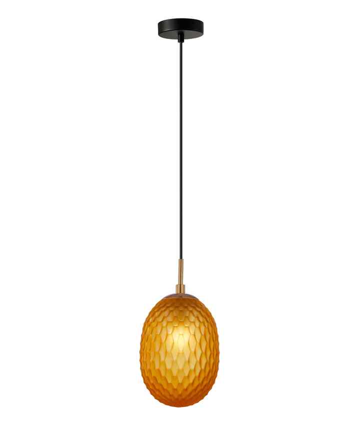 CLA KATHAL: Interior Ellipse Glass Segmented with Brass Highlight Enclosed Pendant Lights - Image 2