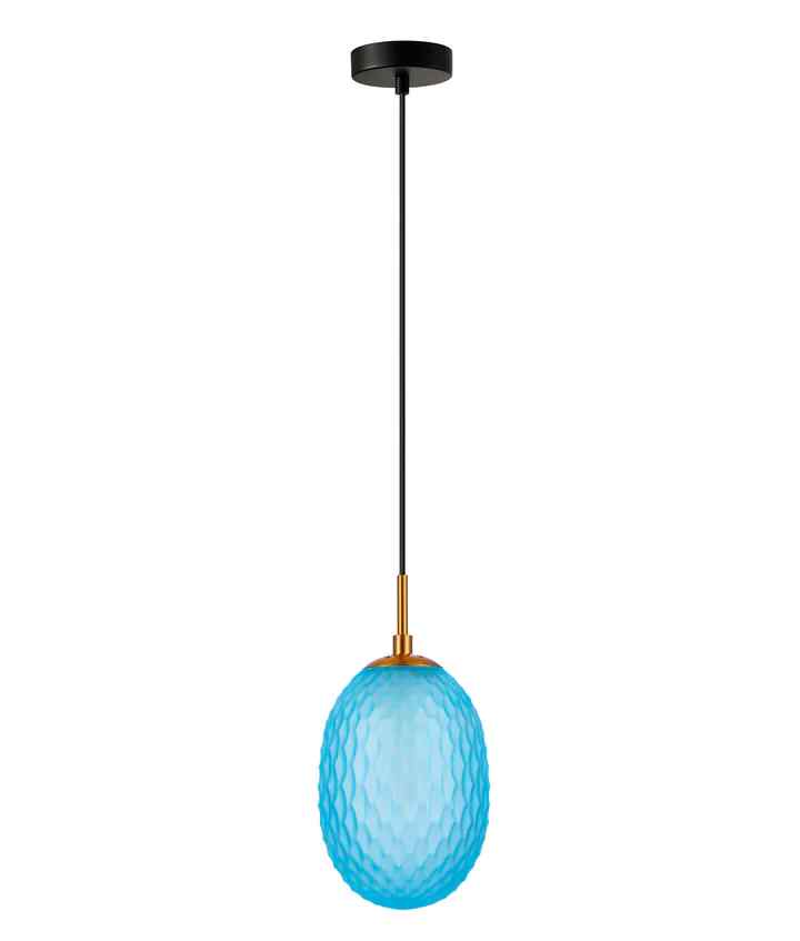 CLA KATHAL: Interior Ellipse Glass Segmented with Brass Highlight Enclosed Pendant Lights - Image 7