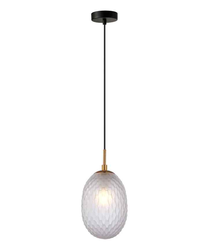 CLA KATHAL: Interior Ellipse Glass Segmented with Brass Highlight Enclosed Pendant Lights - Image 9