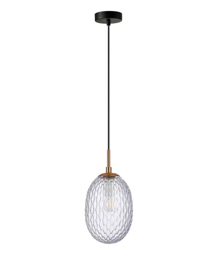 CLA KATHAL: Interior Ellipse Glass Segmented with Brass Highlight Enclosed Pendant Lights - Image 12