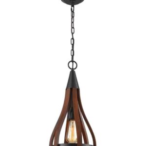 CLA KHALEESI: Medieval Style Rustic Oak Dark Red Wood Small Bell Shape Pendant Light