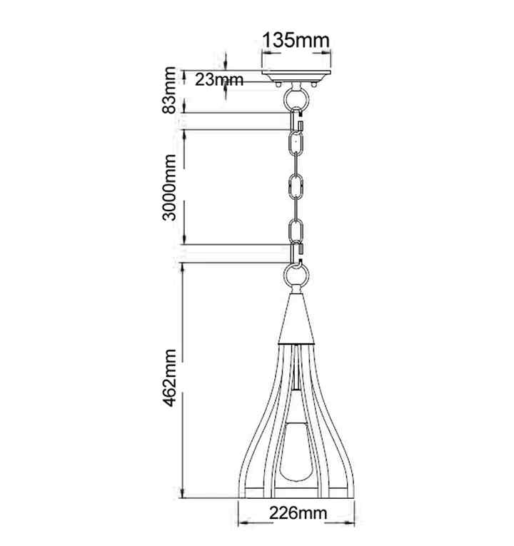 CLA KHALEESI: Medieval Style Rustic Oak Dark Red Wood Small Bell Shape Pendant Light - Image 2