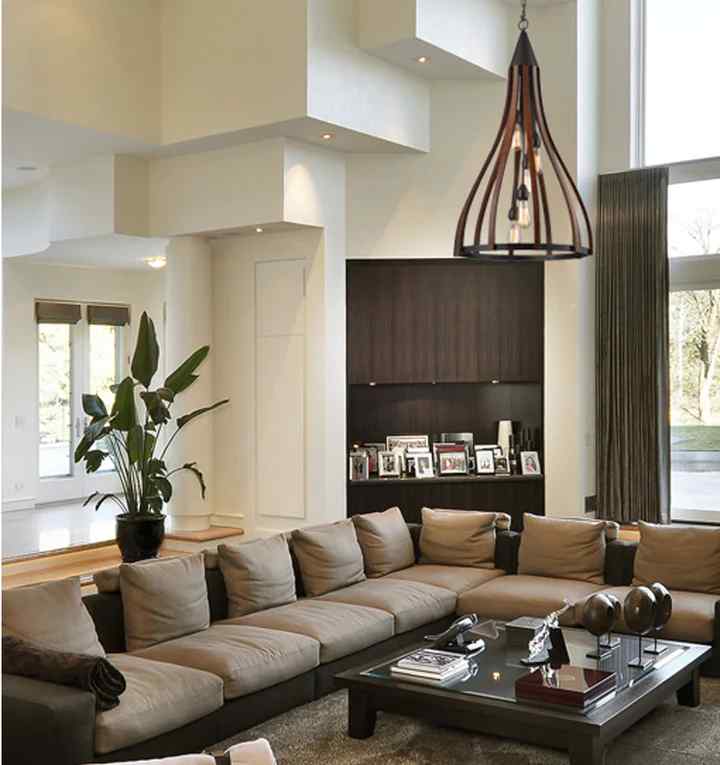 CLA KHALEESI: Medieval Style Rustic Oak Dark Red Wood Medium Bell Pendant Light - Image 2