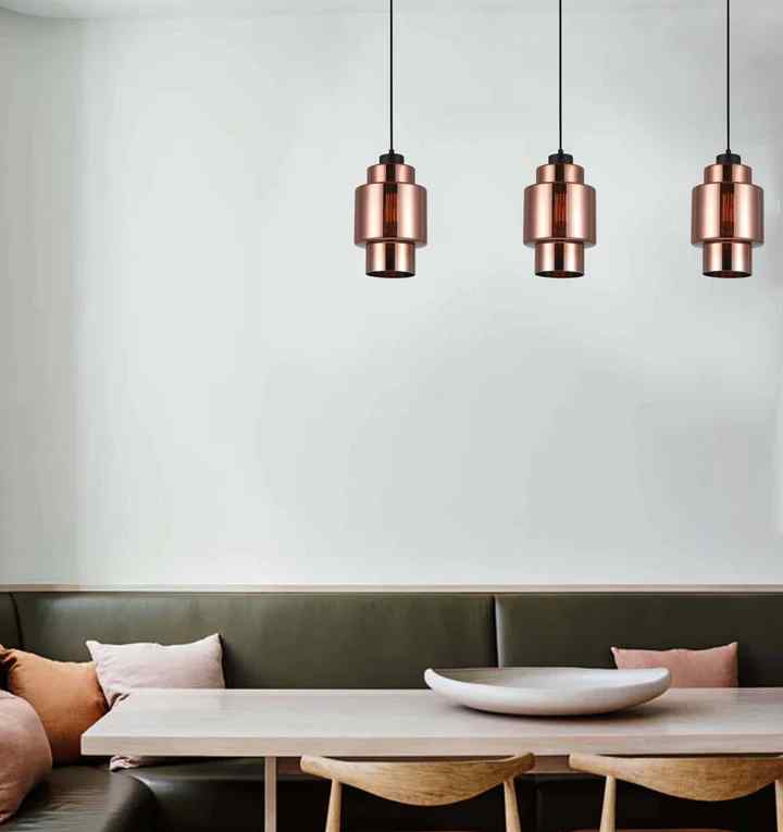 CLA LAMINA: Retro Copper Coloured Glass Double Cylinder Pendant Light - Image 2