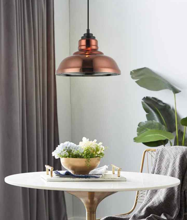 CLA LAMINA: Retro Copper Coloured Dome Glass Pendant Light