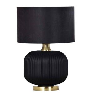 CLA LUSSO: Interior Black Drum Shade Ceramic Base with Antique Brass Highlight Table Lamps