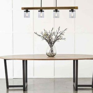 CLA METI: Medieval Rustic Warm Chestnut Wood Bar Pendant Light
