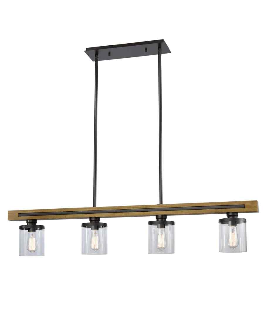 CLA METI: Medieval Rustic Warm Chestnut Wood Bar Pendant Light - Image 2