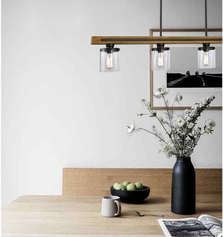 CLA METI: Medieval Rustic Warm Chestnut Wood Bar Pendant Light - Image 3