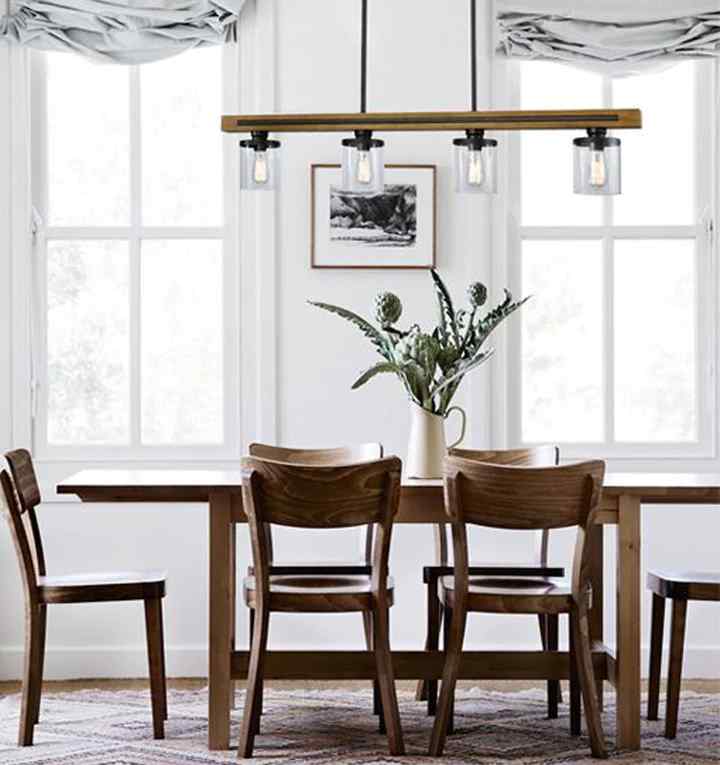 CLA METI: Medieval Rustic Warm Chestnut Wood Bar Pendant Light - Image 4