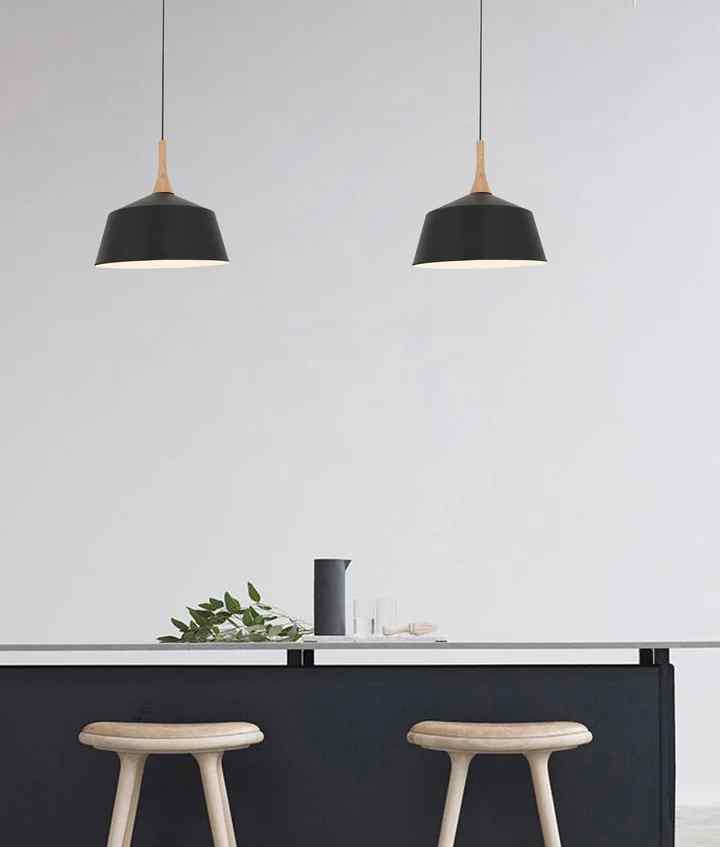 CLA NORDIC: Modern Scandinavian Medium Dome Shape Steel & Wood Pendant Lights - Image 4