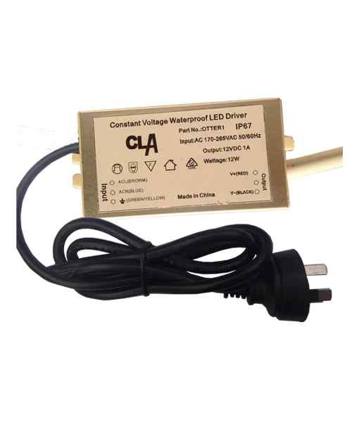 CLA OTTER1: 12V Waterproof Constant Voltage LED Driver IP67 (12W)