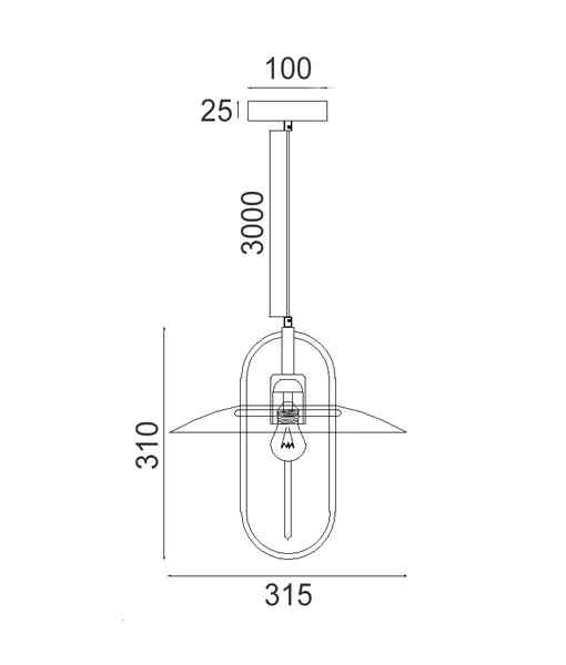 CLA PAPILLON: Interior Oblong Iron with Glass Coolie Pendant Lights - Image 5
