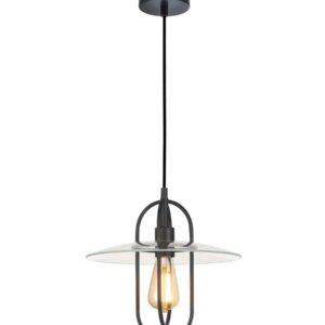 CLA PAPILLON: Interior Oblong Iron with Glass Coolie Pendant Lights