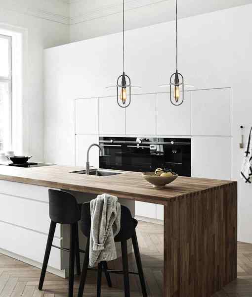 CLA PAPILLON: Interior Oblong Iron with Glass Coolie Pendant Lights - Image 3