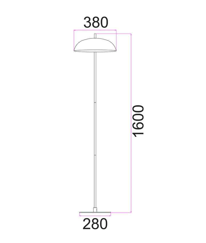 CLA PARAGUAS: Interior Black Dome Shade with Brass Rod Floor Lamp - Image 3