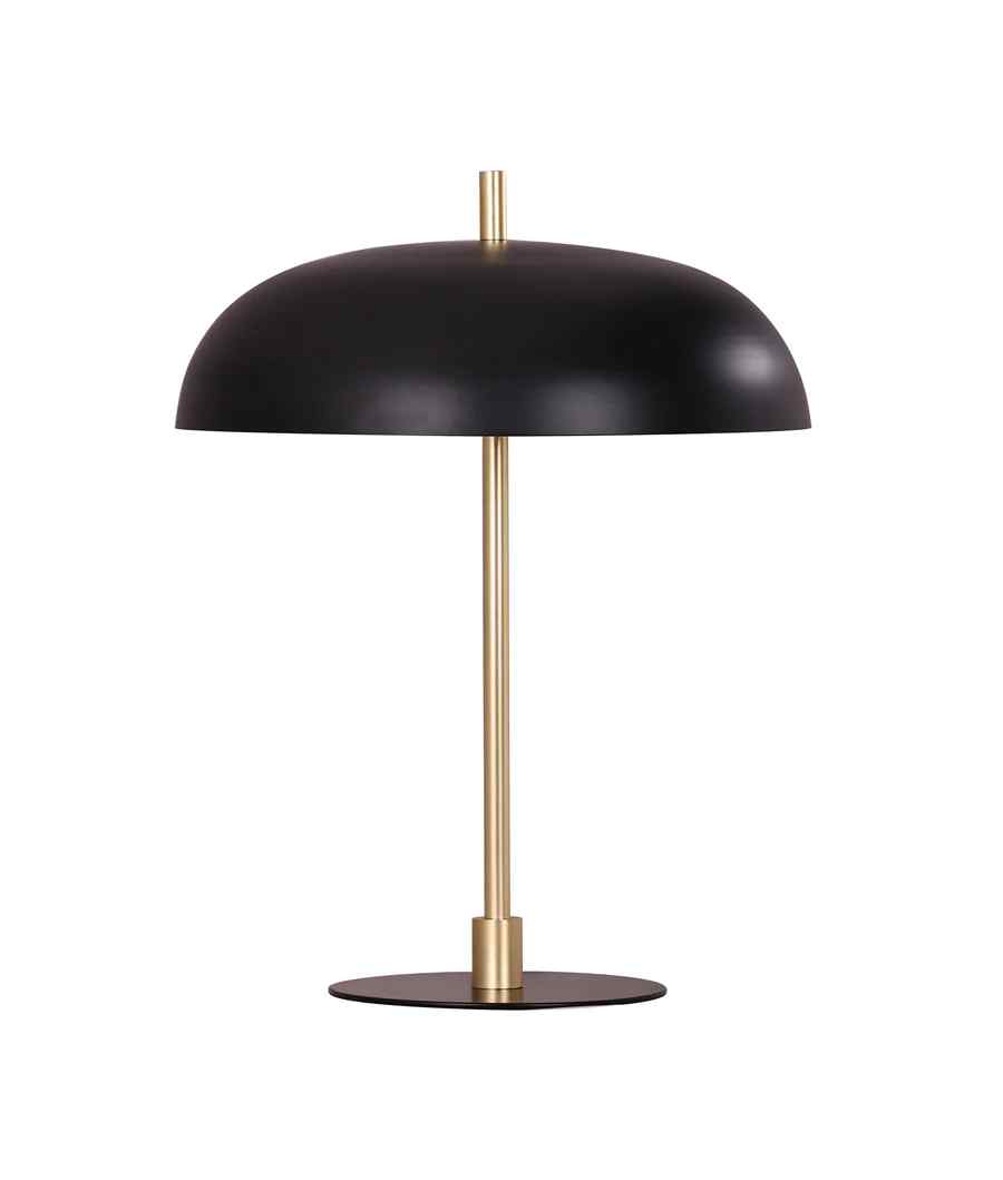 CLA PARAGUAS: Interior Black Dome Shade with Brass Rod Table Lamp