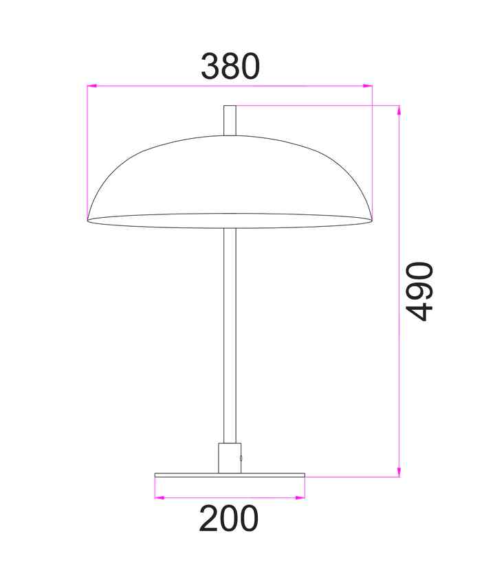 CLA PARAGUAS: Interior Black Dome Shade with Brass Rod Table Lamp - Image 3