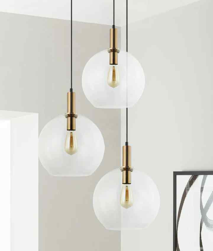 CLA PATERA: Interior Glass with Extended Bronze Highlight Pendant Lights