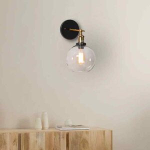 CLA PESINI: Interior Swing Arm Glass with Antique Brass/ Chrome Highlight Wall Lights