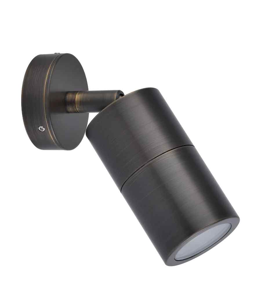 CLA GU10 Exterior Wall Pillar Spot Lights (Rustic Brass) IP65