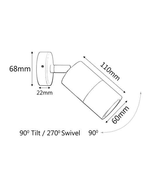 CLA GU10 Exterior Wall Pillar Spot Lights (Anodized Aluminium) IP65
