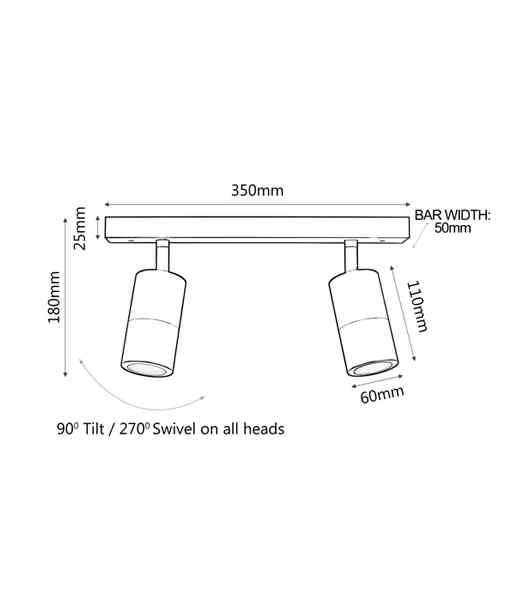CLA GU10 Exterior Adjustable Head Bar Lights (Titanium) IP44 - Image 2