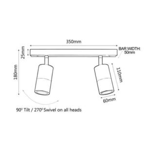 CLA GU10 Exterior Adjustable Head Bar Lights (White) IP44