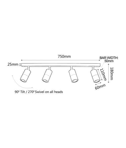 CLA GU10 Exterior Adjustable Head Bar Lights (White) IP44 - Image 5