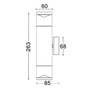 CLA PHARE: GU10 Exterior Wall Pillar Light (Black) IP65